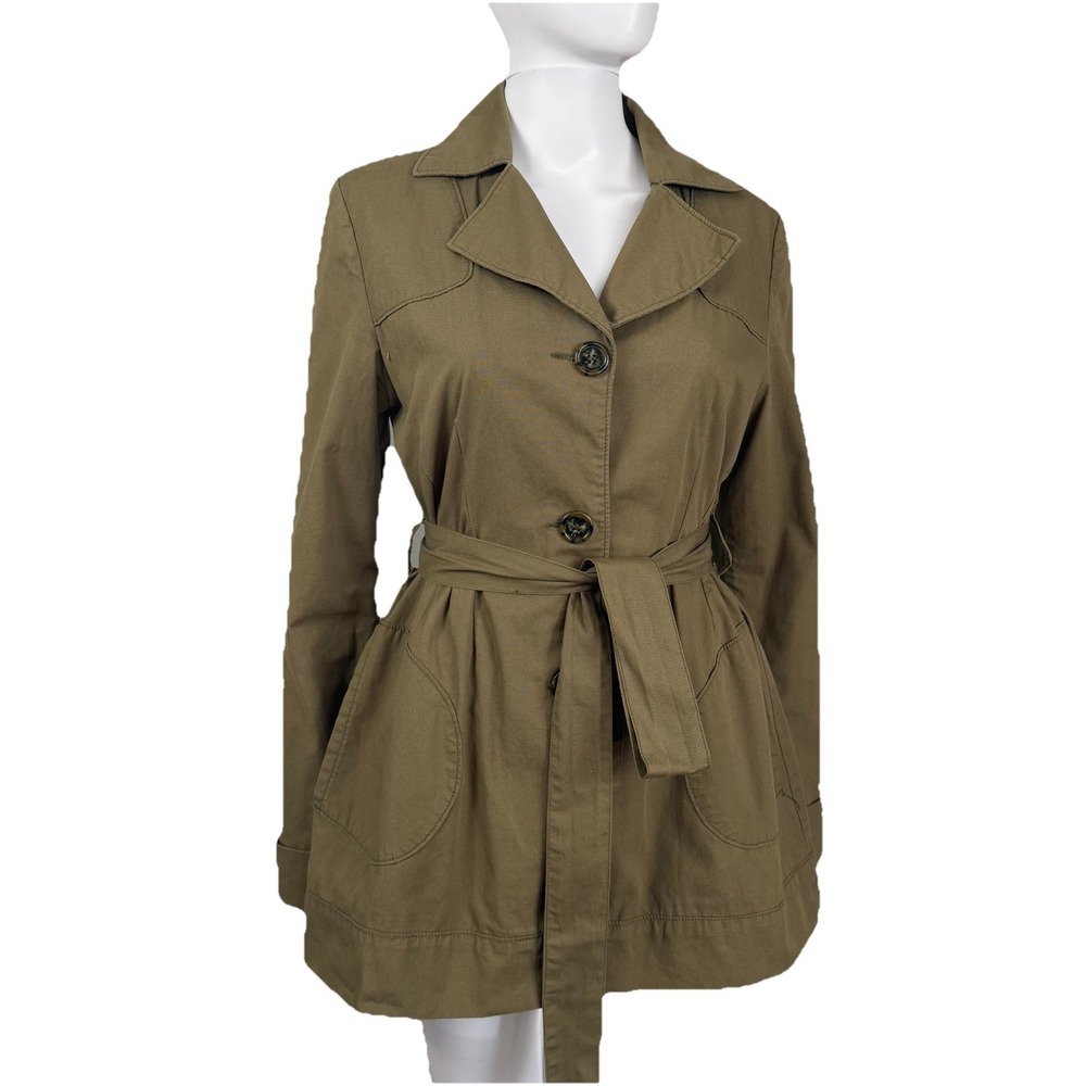 Anthropologie Tulle Medien Olive Military Style Jacket SZ-M 100%‎ Cotton & Lined